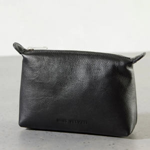 Mint Velvet Black Leather Makeup Bag